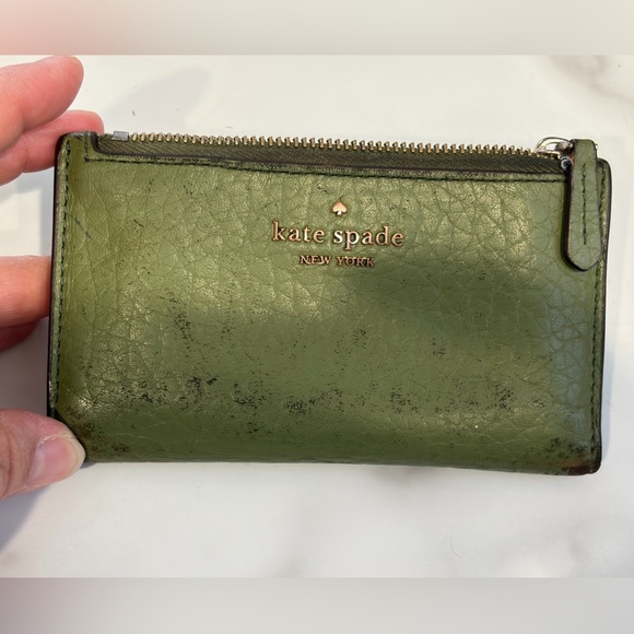 kate spade Handbags - Kate Spade Olive Green Leather wallet Pouch